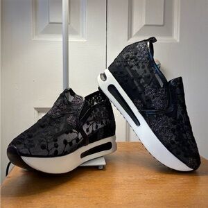 Platform sparkly sheer sneakers, EU size 41 / US 10M